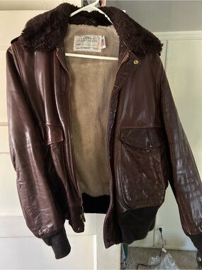 Vintage Schott Flight Jacket - Brown Shearling-Lined Bomber